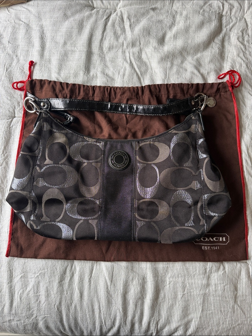Vintage Coach Signature Jacquard Shoulder Bag